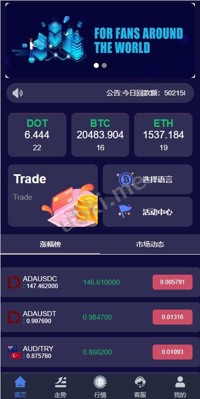 【海外微交易】全新UI微盘系统/区块链微交易源码/秒合约虚拟币交易