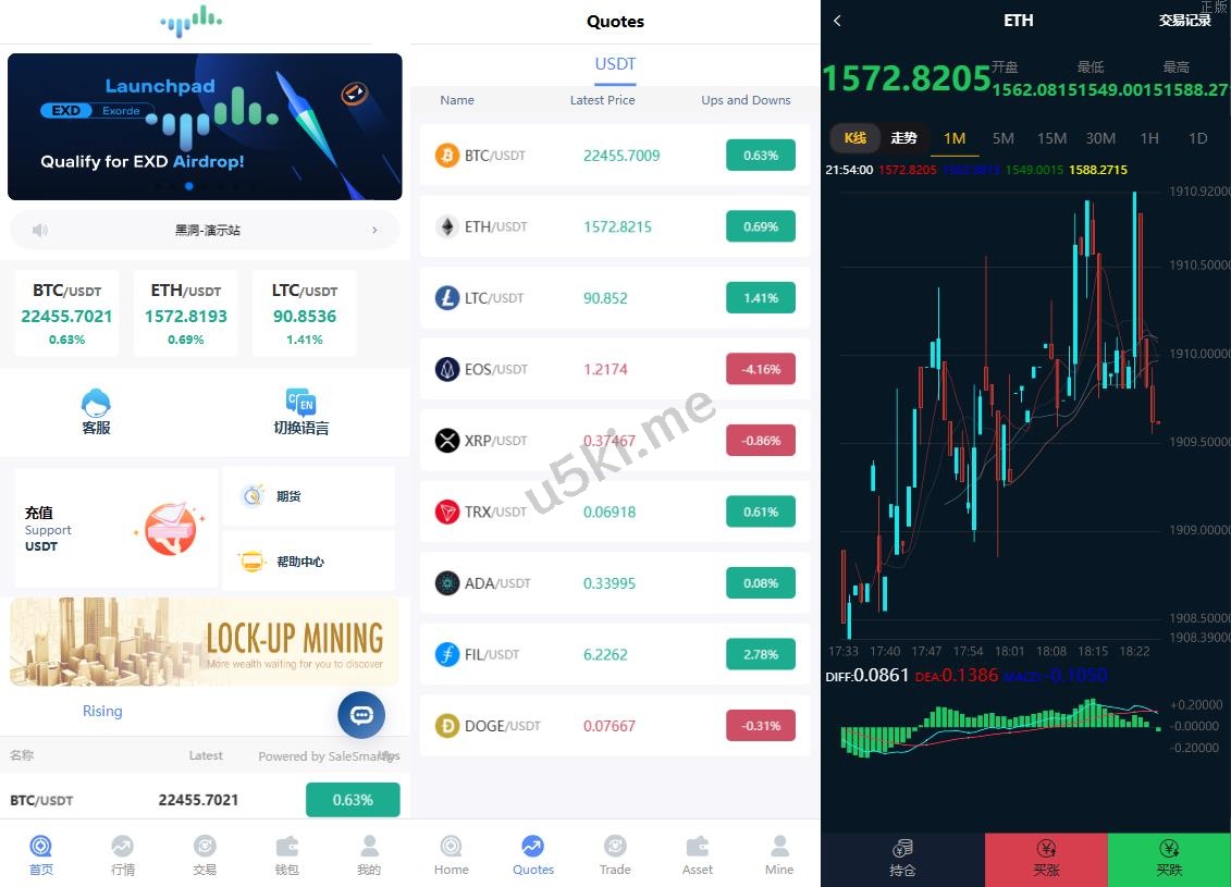多语言微盘交易所/多语言微盘/仿交易所UI源码