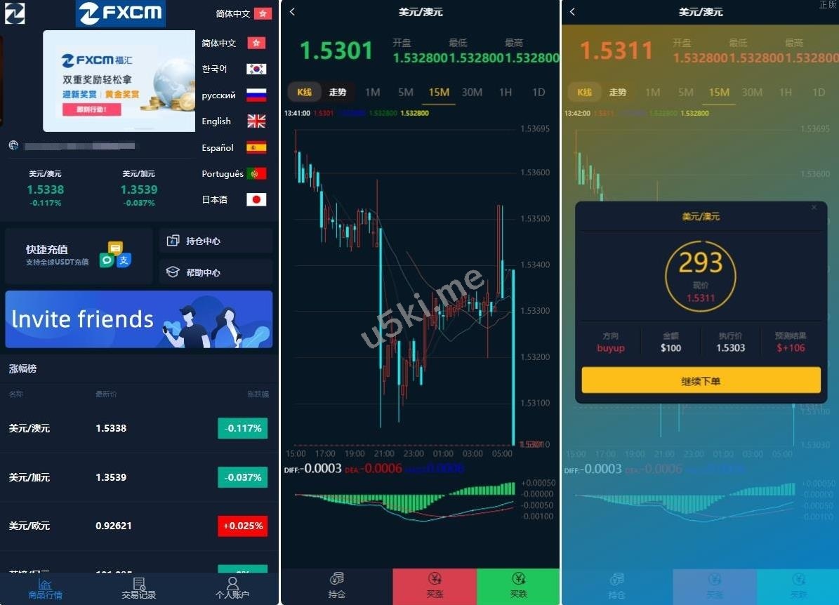 国外盘多语言微盘系统/外汇微交易源码/货币时间盘源码