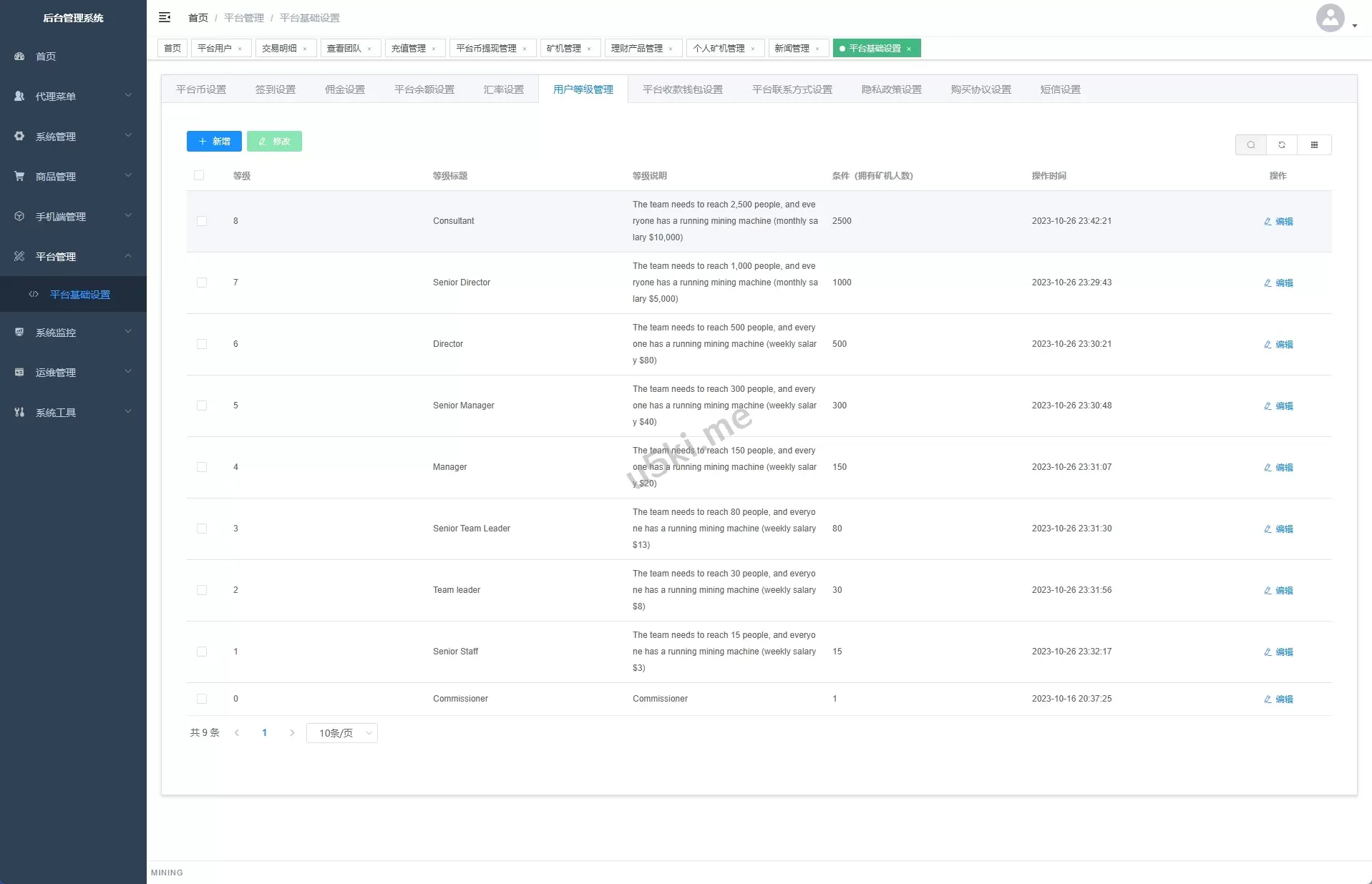 海外矿机系统/平台币矿机/三级分销/JAVA开源源码